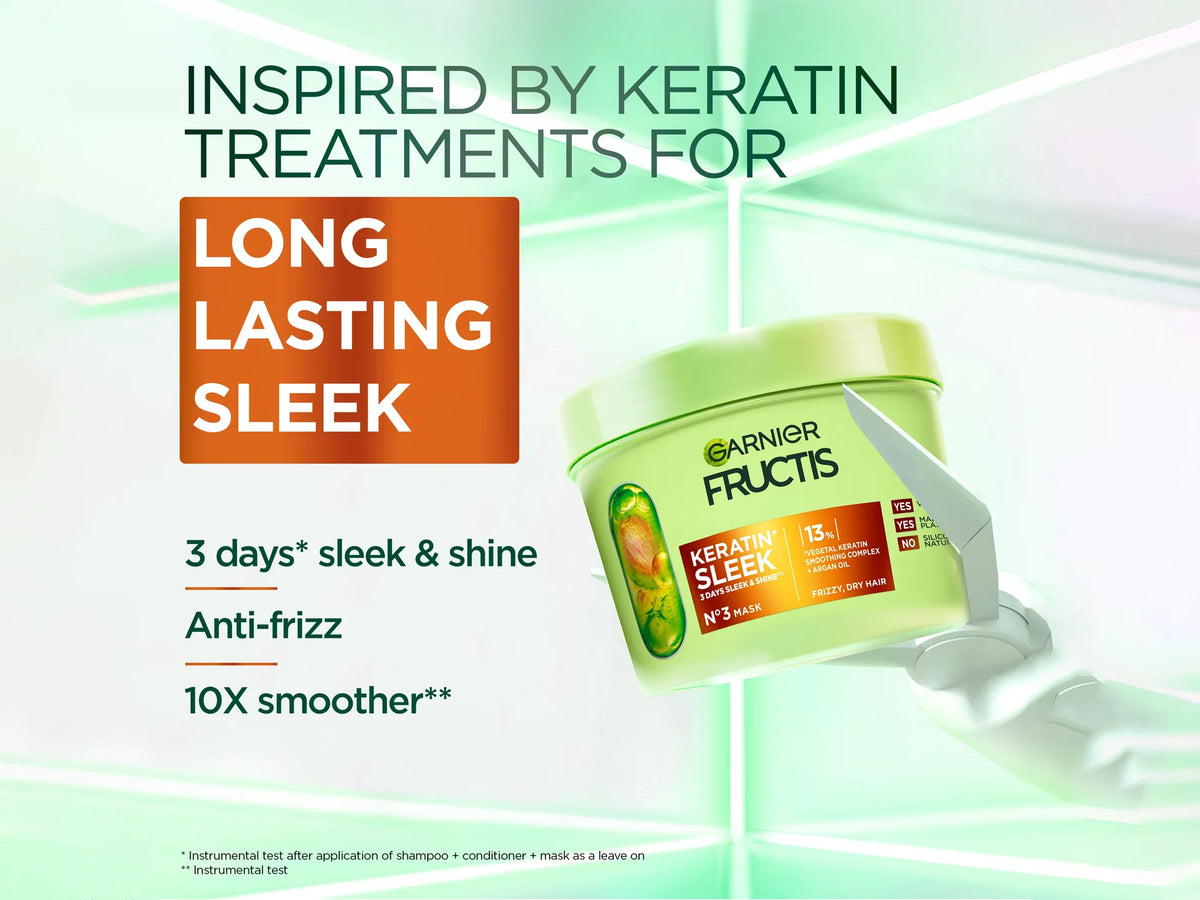 Garnier Fructis Keratin Sleek Hair Mask 370ml - Sliczny UAE