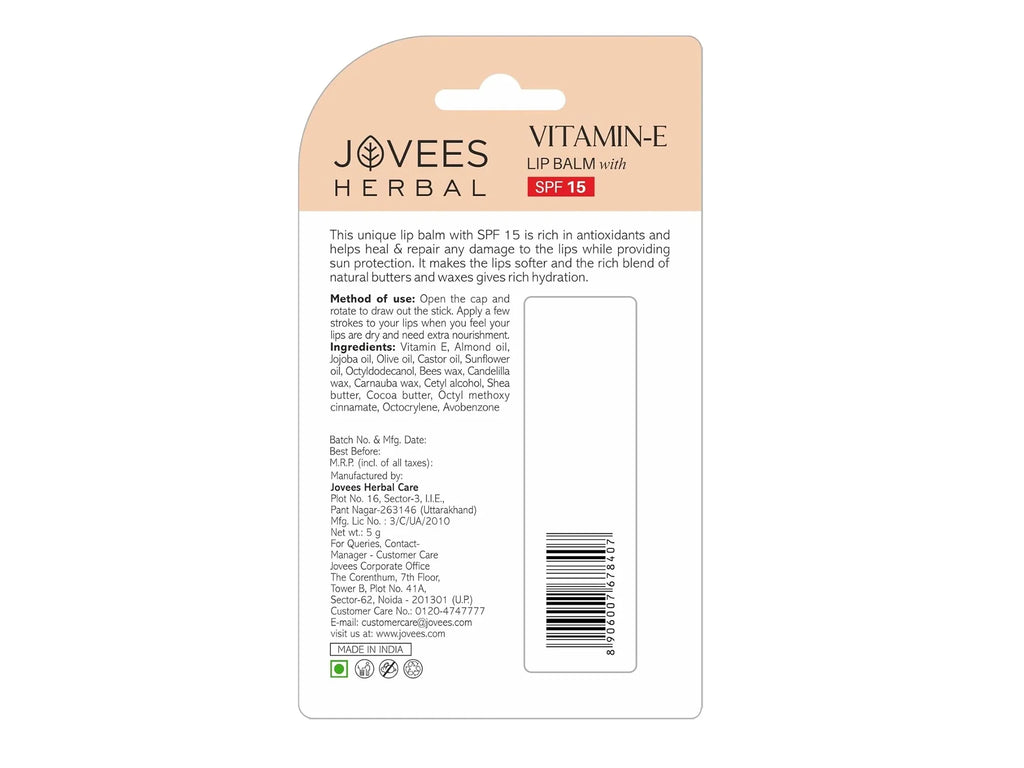 Jovees Herbal Vitamin E Lip Balm SPF 15 5g