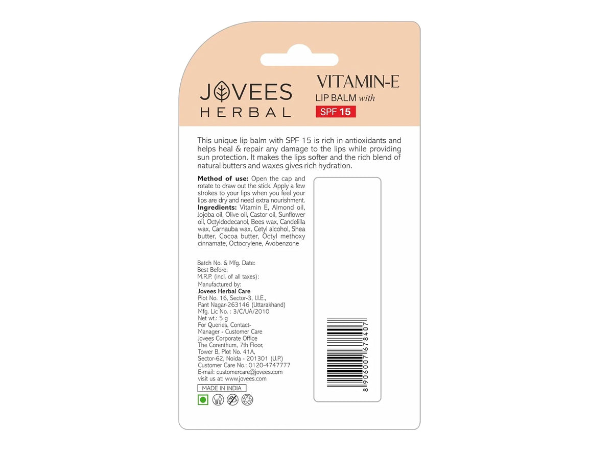Jovees Herbal Vitamin E Lip Balm SPF 15 5g
