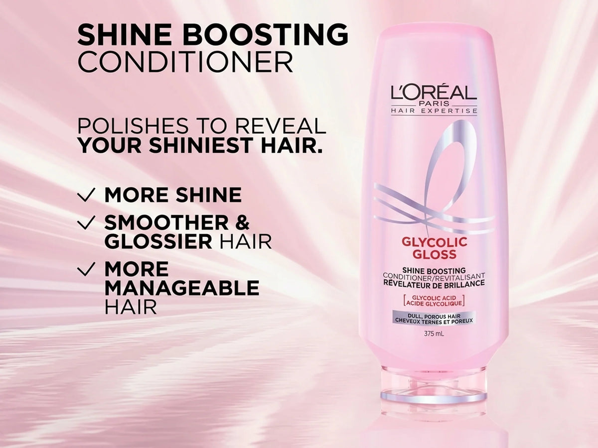 Loreal Paris Hair Expertise Glycolic Gloss Shine Boosting Conditioner 375ml - Sliczny UAE