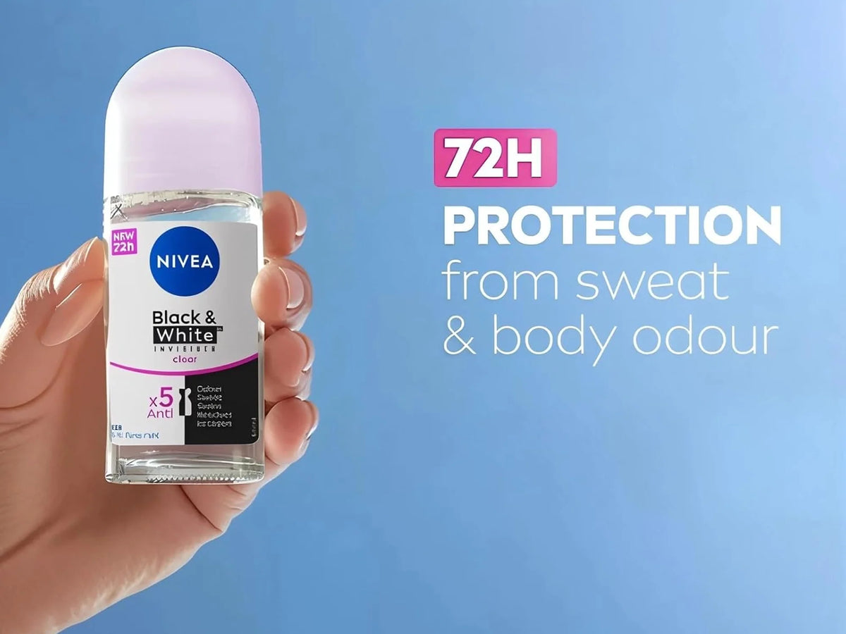 Nivea Black & White Invisible Clear Roll On Deodorant 50ml - Sliczny UAE