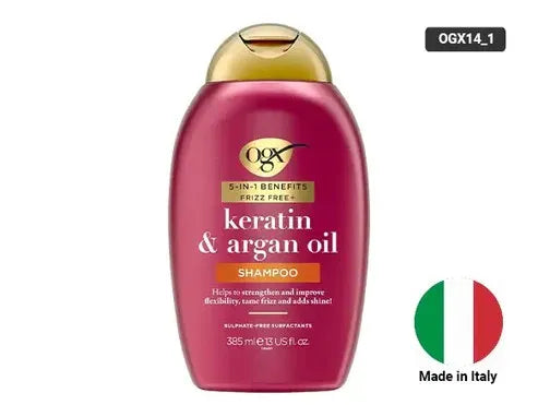 OGX Frizz Free + Keratin and Argan Oil Shampoo 385ml - Sliczny UAE