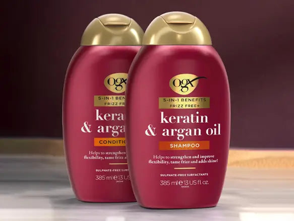 OGX Frizz Free + Keratin and Argan Oil Shampoo 385ml - Sliczny UAE